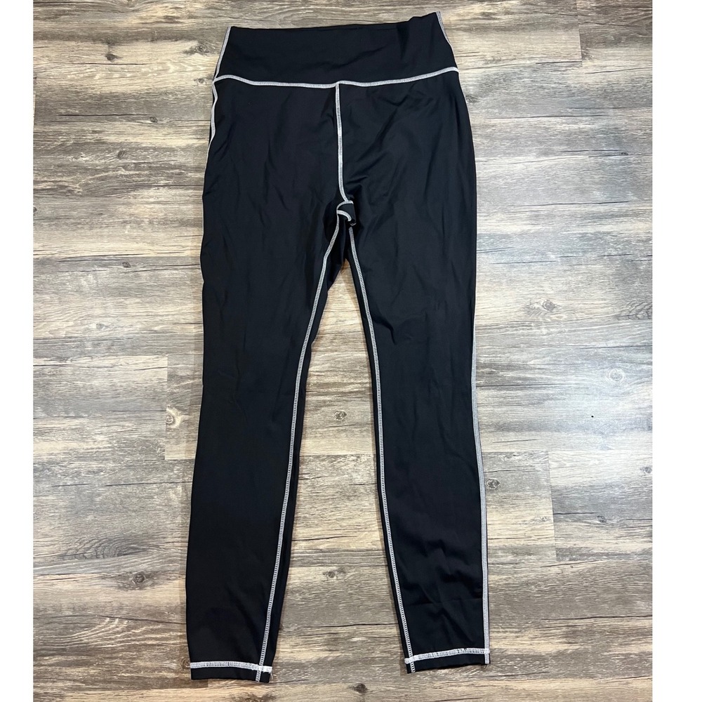 WeWoreWhat Black High Rise Leggings Size L Contrast Stitch Athletic Activewear‎